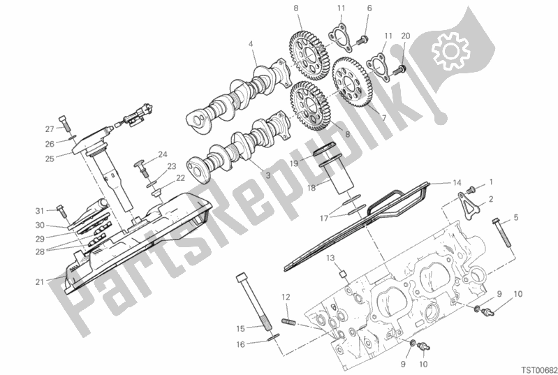 All parts for the Rear Head - Timing System of the Ducati Streetfighter V4 Thailand 1103 2020
